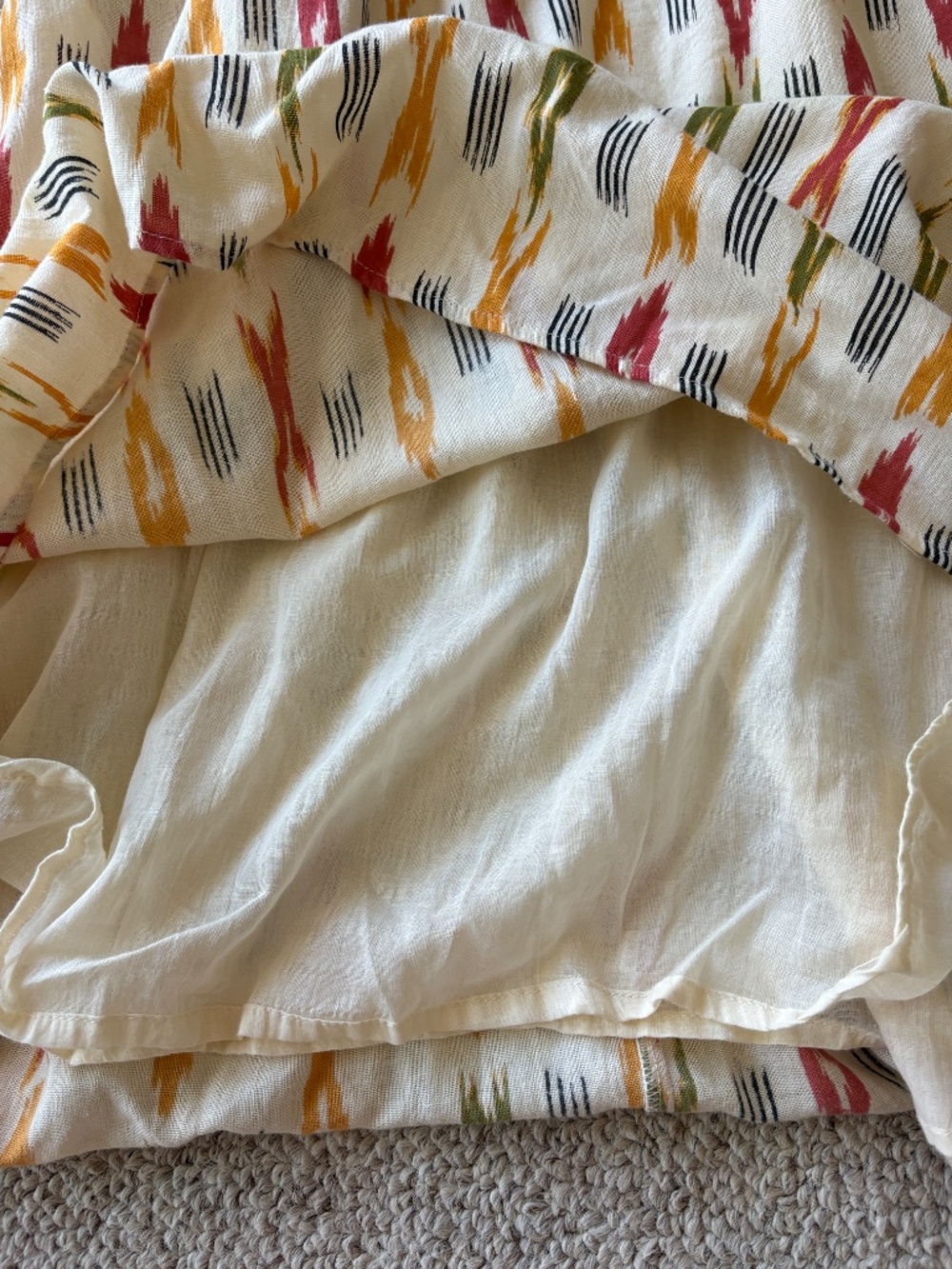 Boho Ikat Smocked Cotton Maxi Dress Medium Cottagecore Festival Coquette Chic - Picture 4 of 11